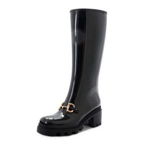 Gucci Women's Horsebit Knee High Boots Rubber Black